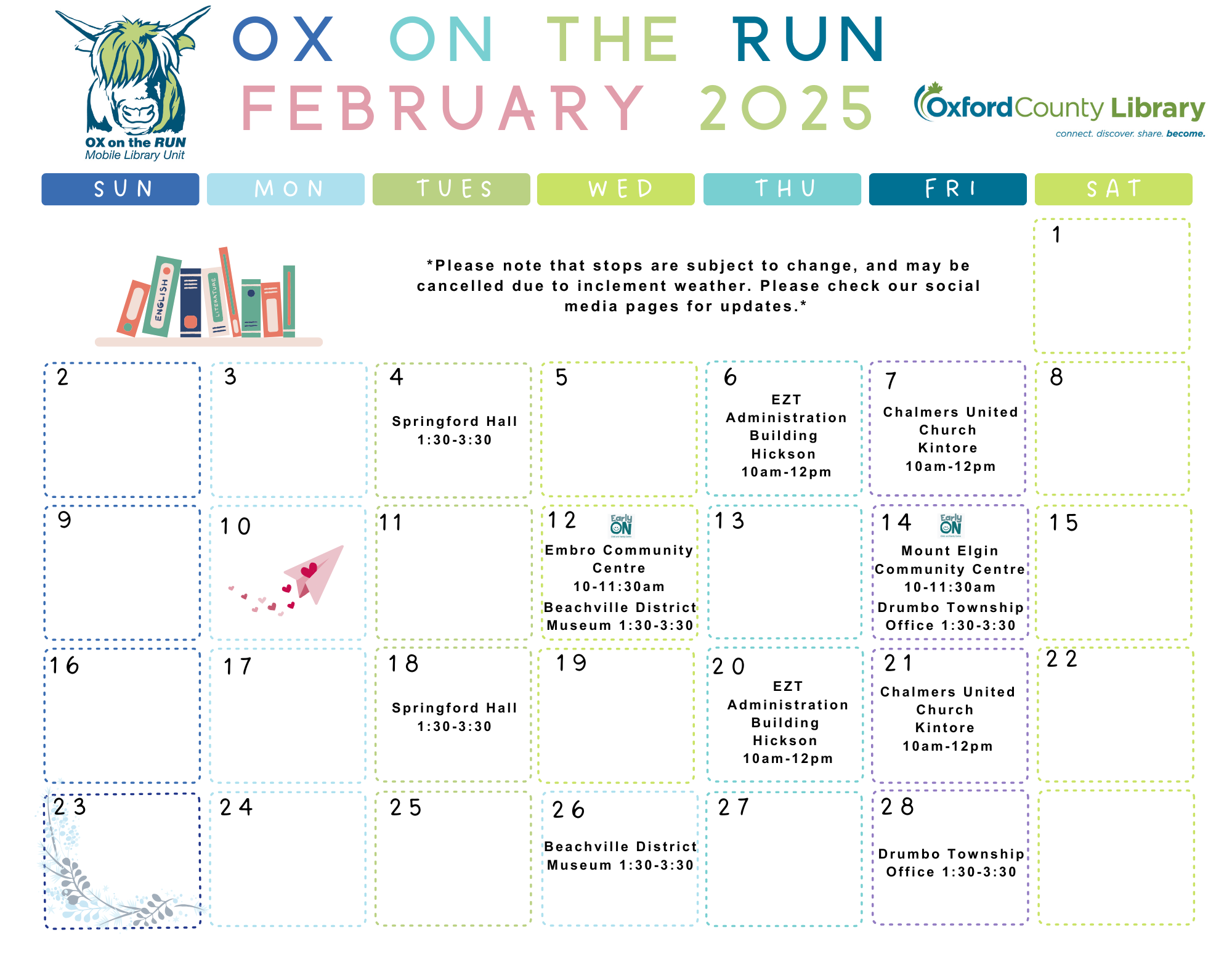 Ox on the Run February 2025 Calendar