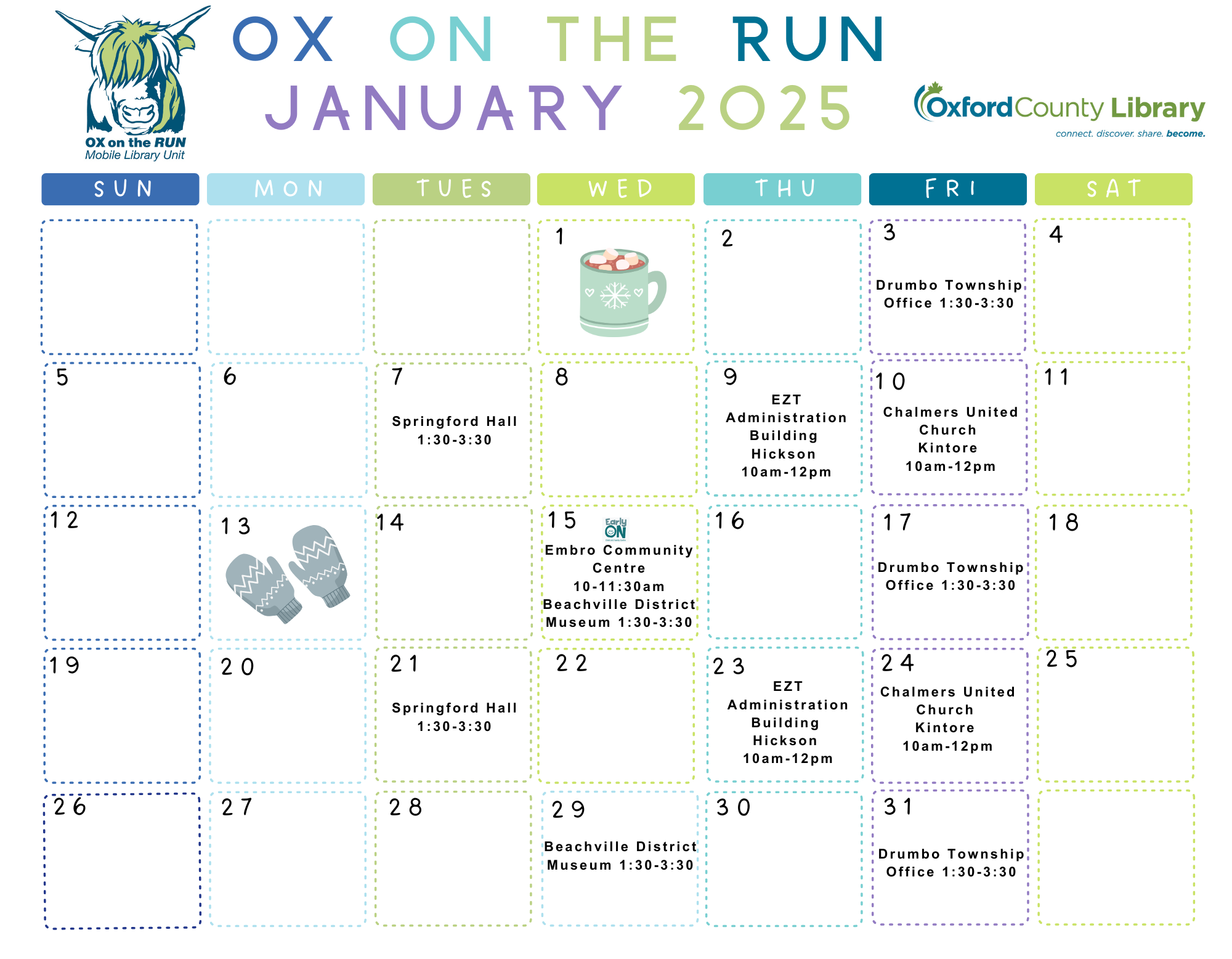 January 2025 OOTR calendar