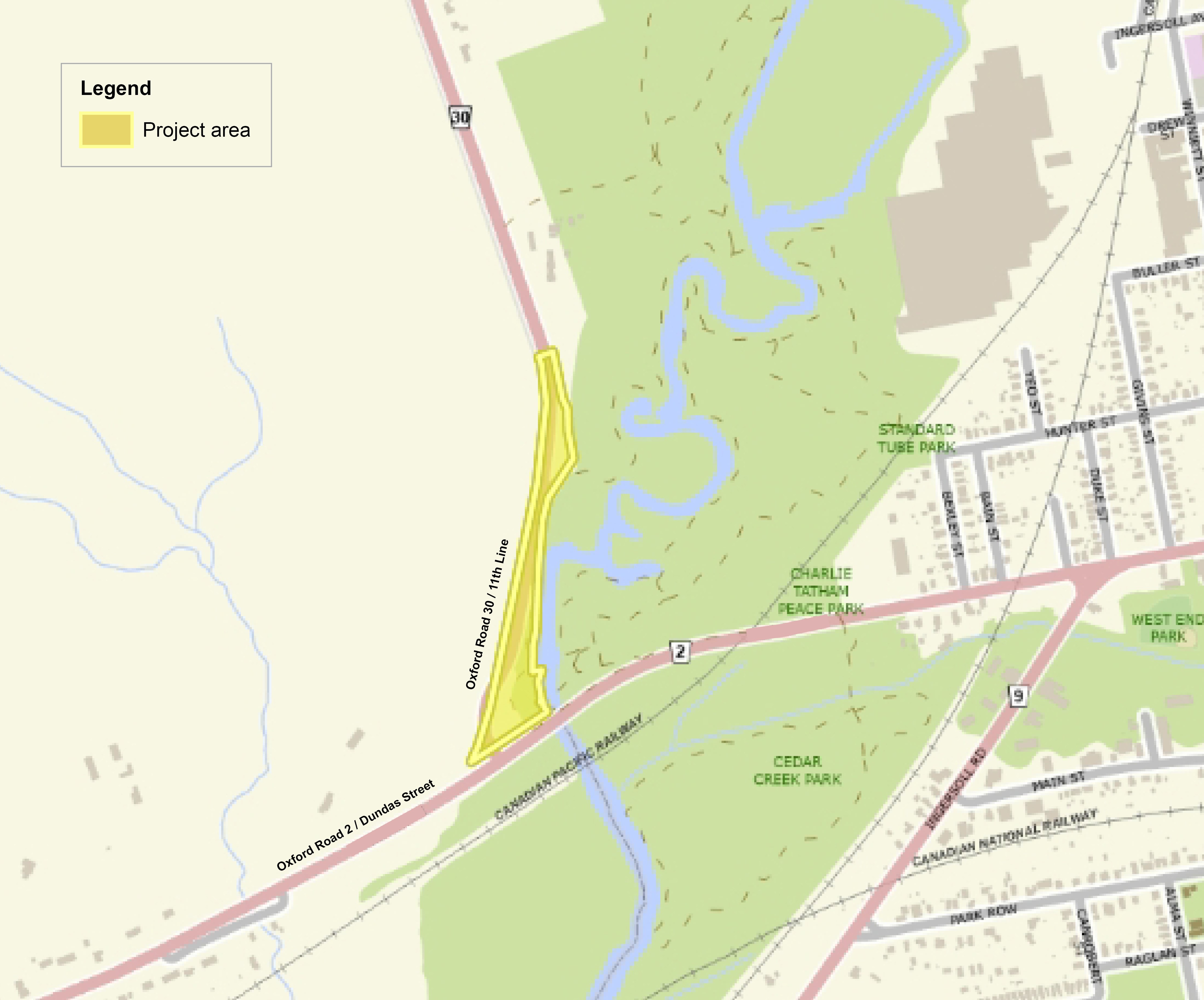 Oxford Road 30 (11th Line) construction map