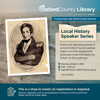 Local History Speaker Series returns with “Oxford Pioneers”