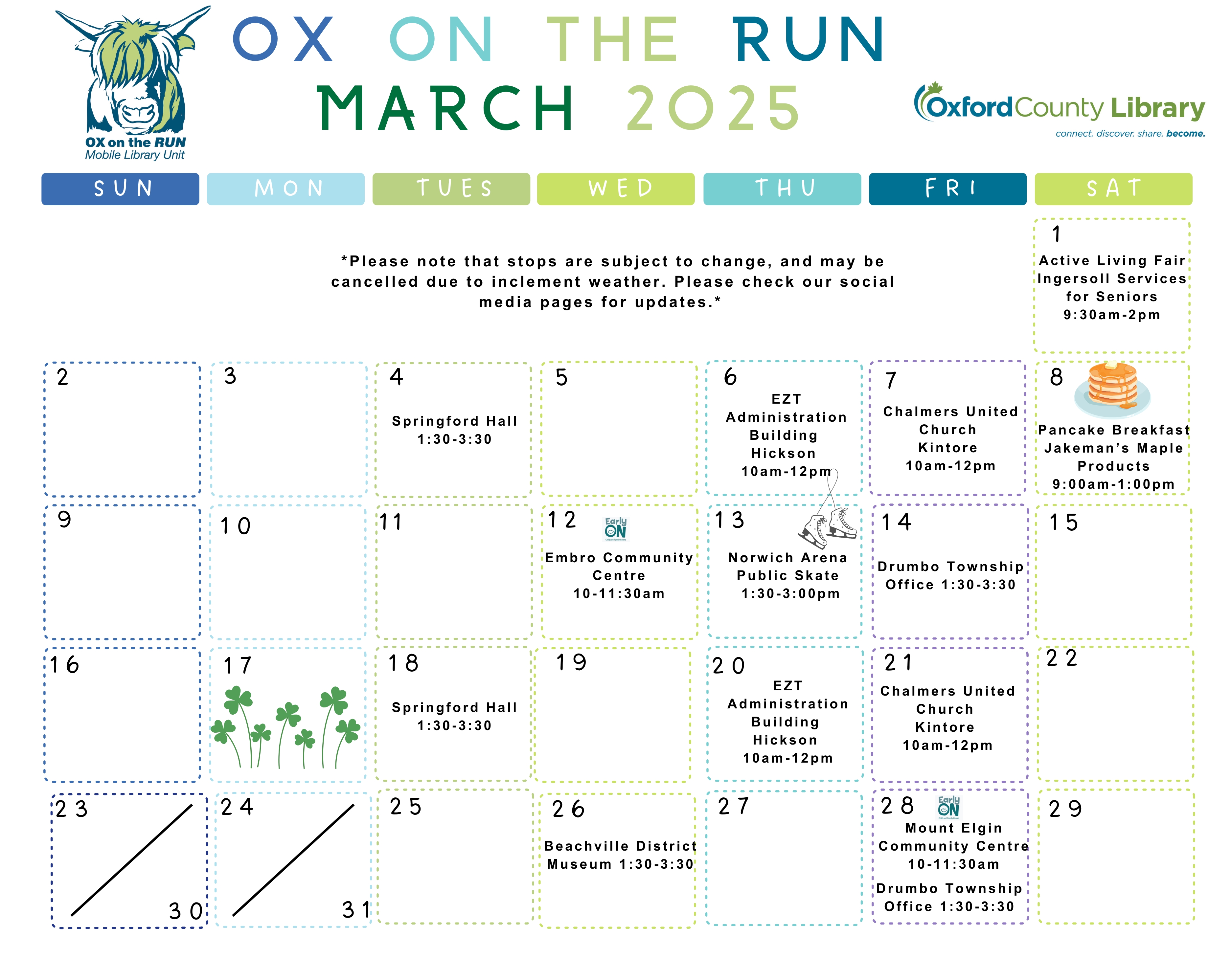 Ox on the run calendar